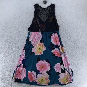 Peter Alexander Nightie Dress Womens Large Floral Black Lace Slip Nightie‎